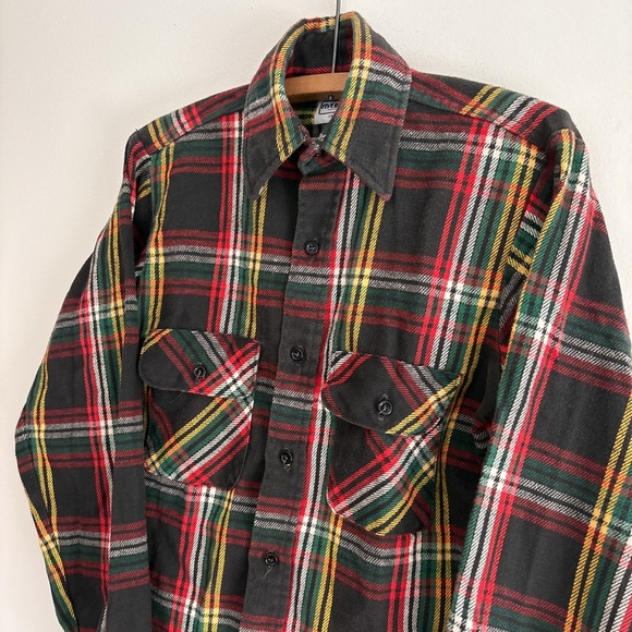 Vintage FIVE BROTHERS plaid flannel heavyweight SMALL made in usa shirt - Picture 2 of 7